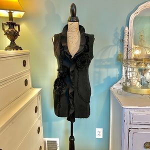 Dolce Cabo, Wool Blend, Embellished Long Vest, Medium